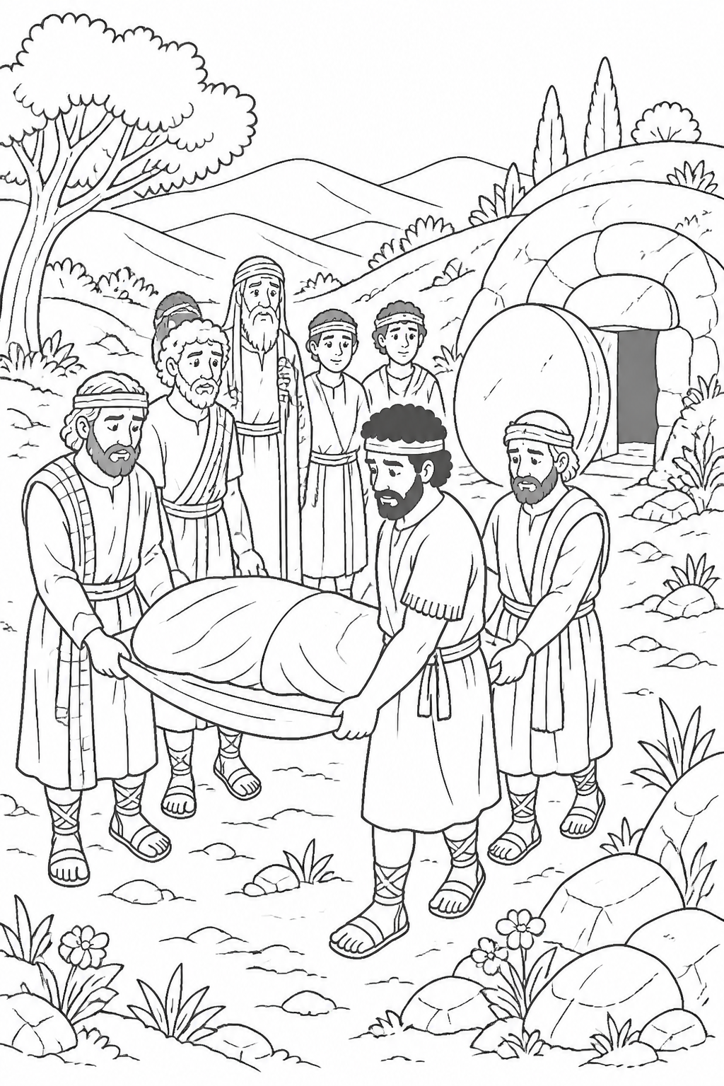 Samson’s Family Buries Him from Samson and Delilah Bible coloring page