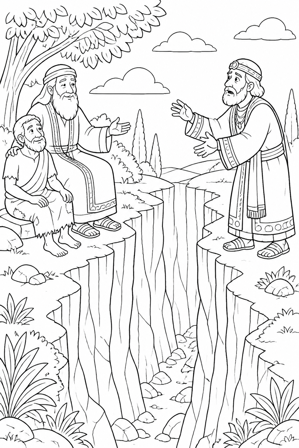 The Uncrossable Chasm from The Rich Man and Lazarus Bible coloring page