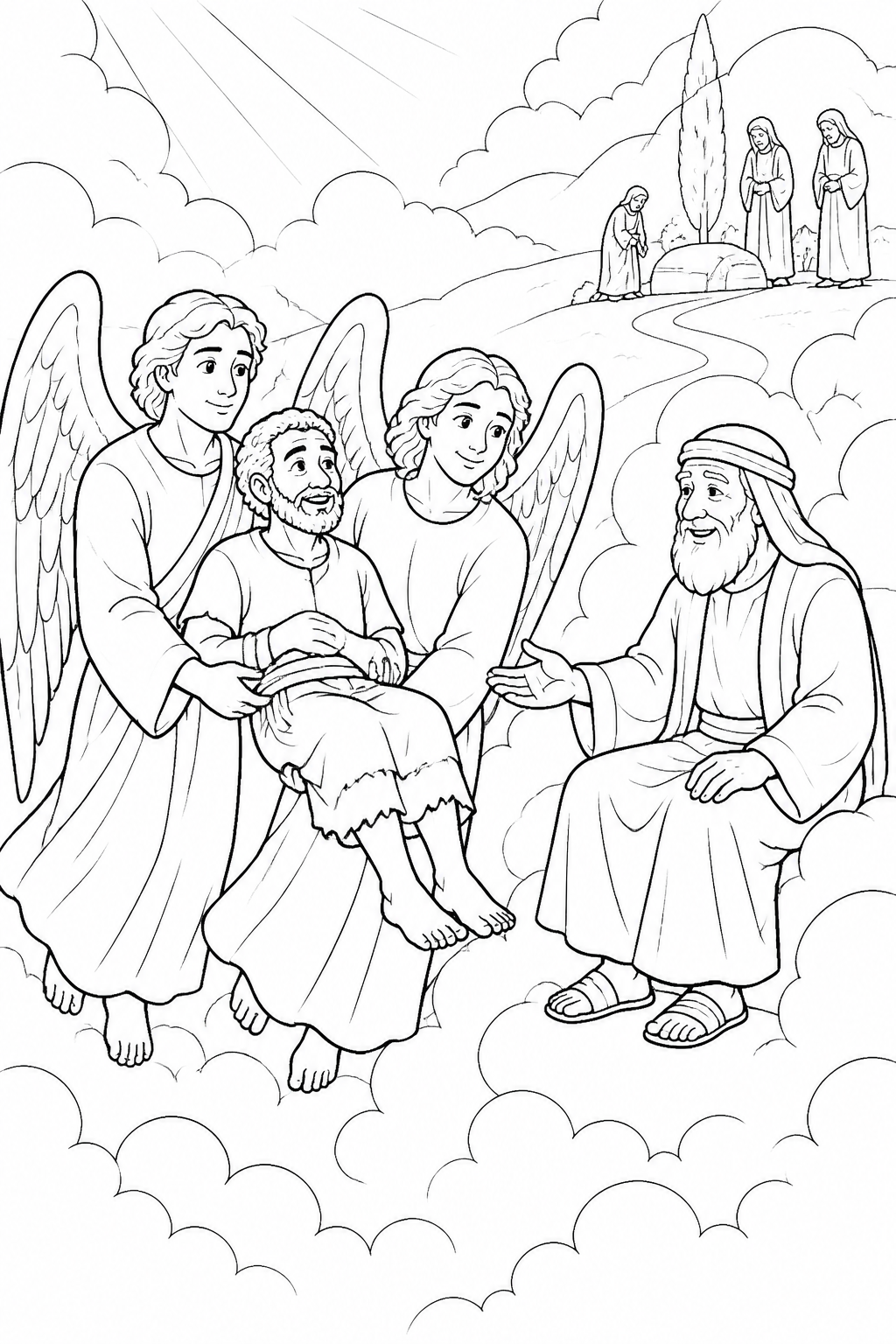 Carried to Abraham’s Side from The Rich Man and Lazarus Bible coloring page