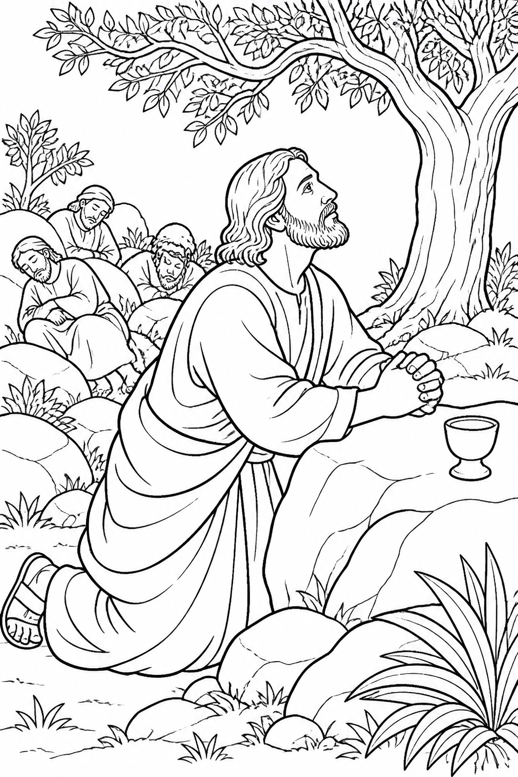 Trusting Prayer from Jesus Prays in Gethsemane Bible coloring page