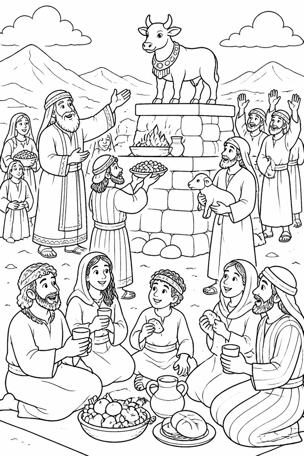 A Feast Before the Calf from The Golden Calf Bible coloring page