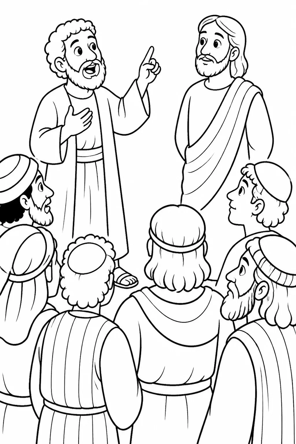 Simon Peter speaks to Jesus and the disciples as he confesses that Jesus is the Christ, the Son of the living God.