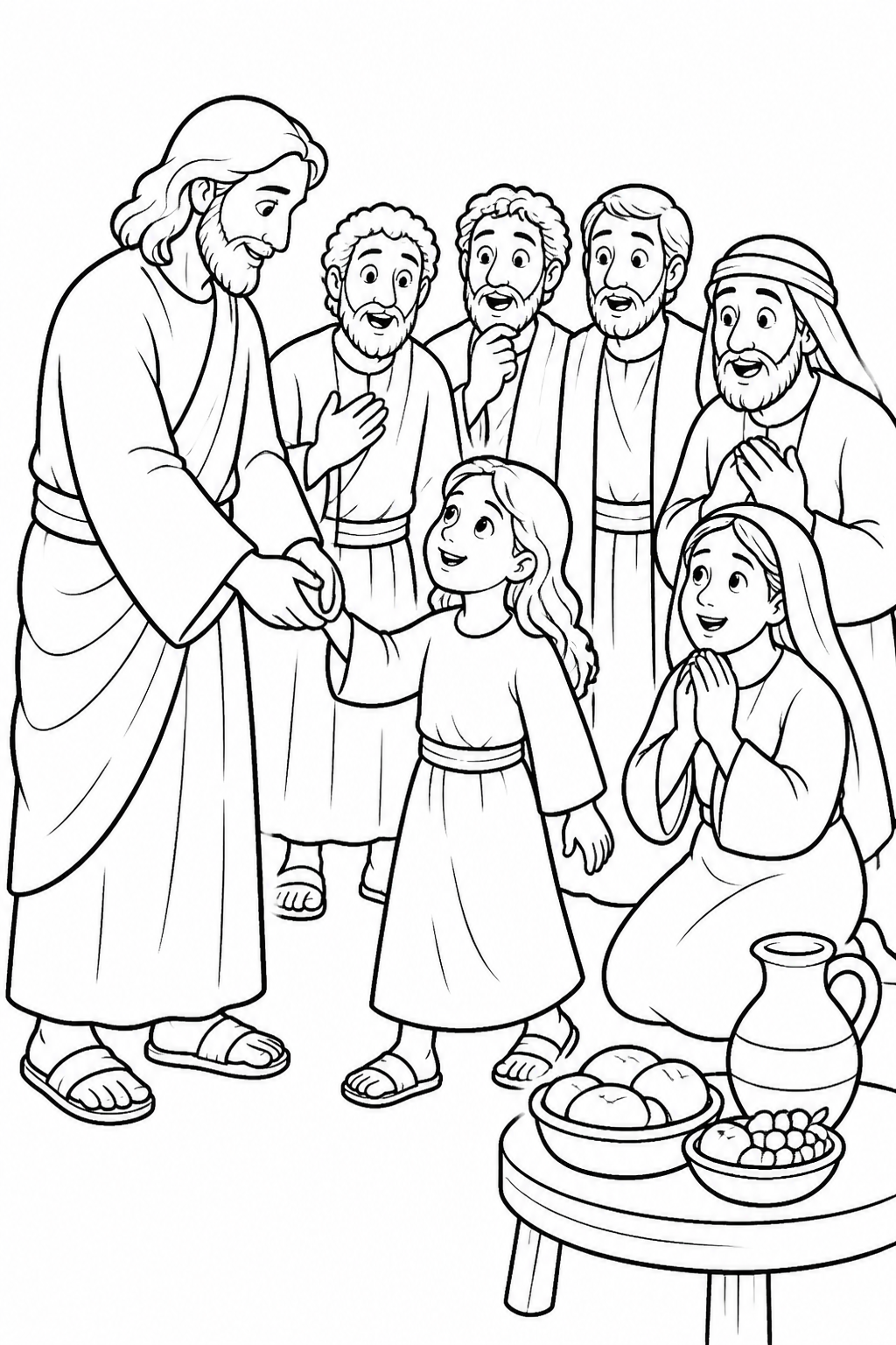 Little Girl, Get Up from Jesus Raises Jairus’s Daughter Bible coloring page