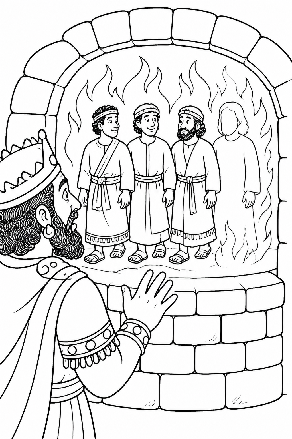 Not Alone in the Fire from The Fiery Furnace Bible coloring page
