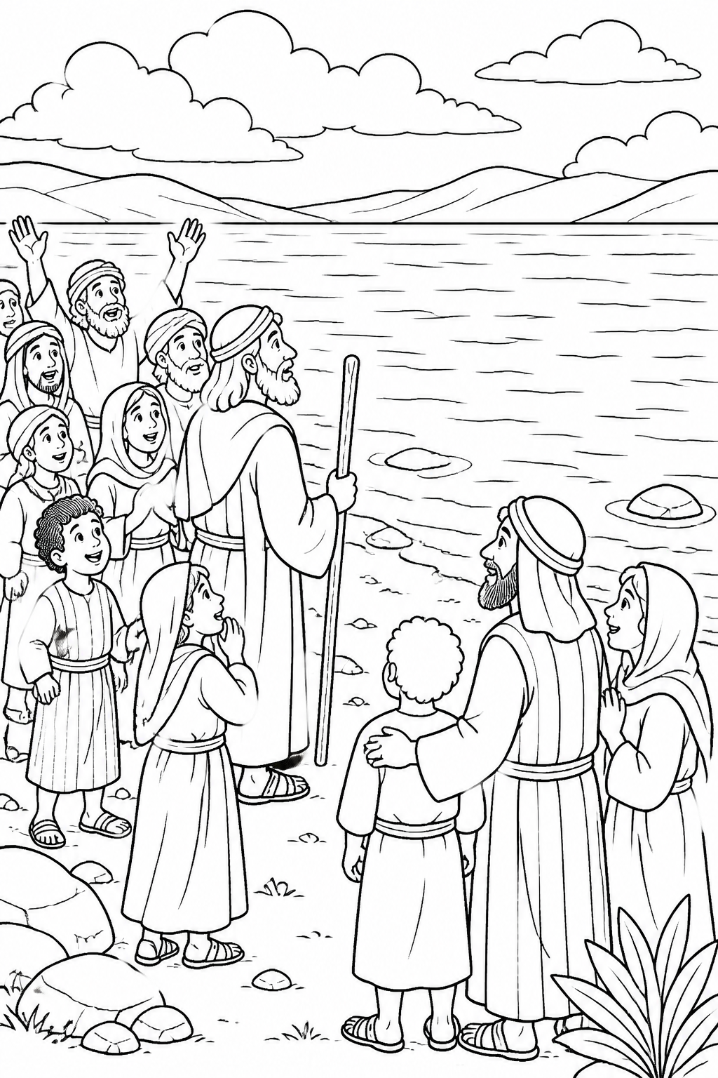 Israel Sees the Rescue from Crossing the Red Sea Bible coloring page