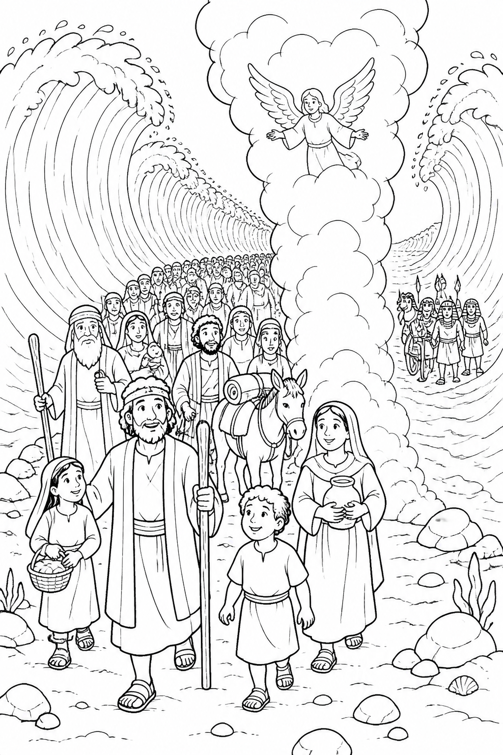 The Cloud Between the People from Crossing the Red Sea Bible coloring page