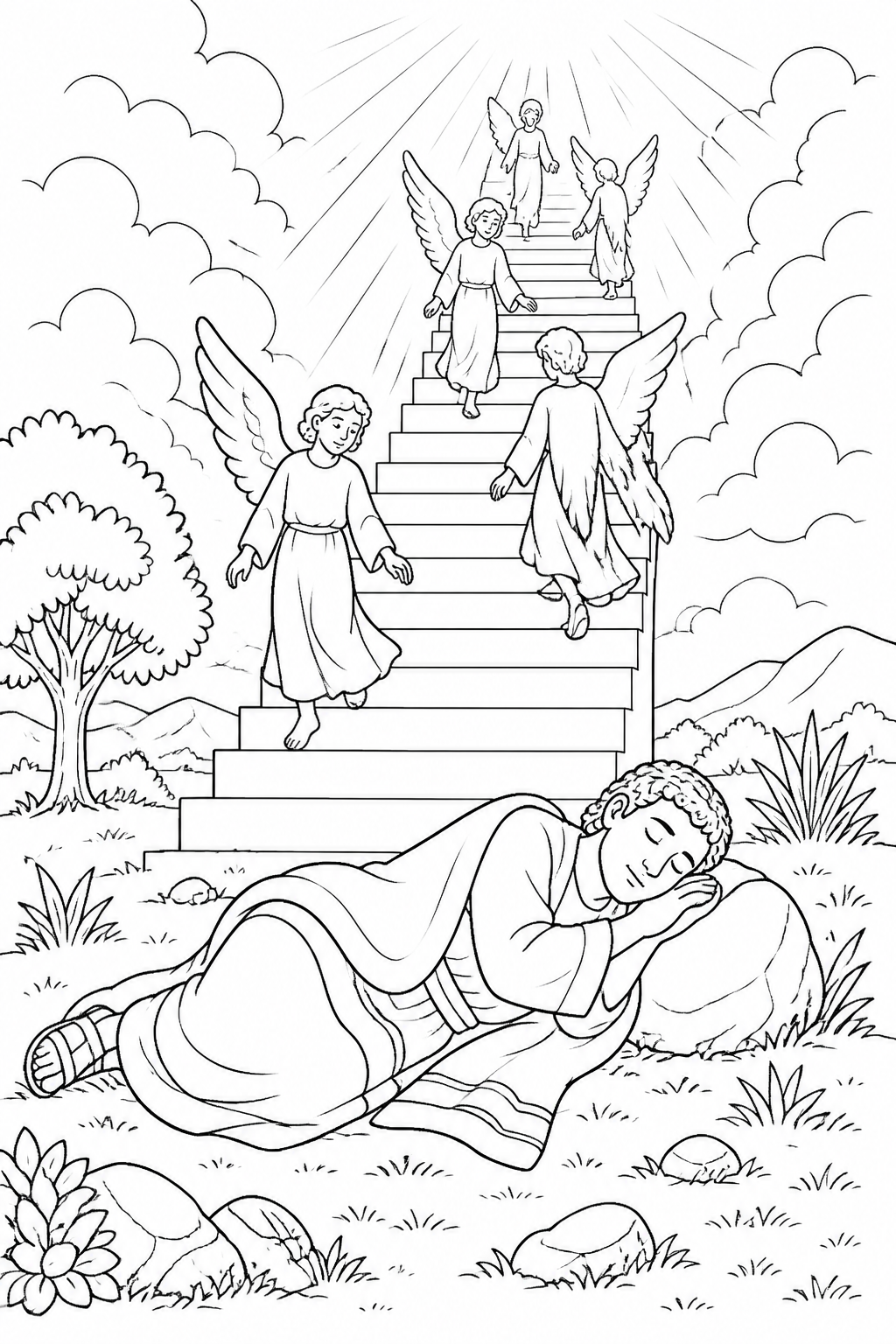 Jacob Sees the Stairway from Jacob’s Dream Bible coloring page