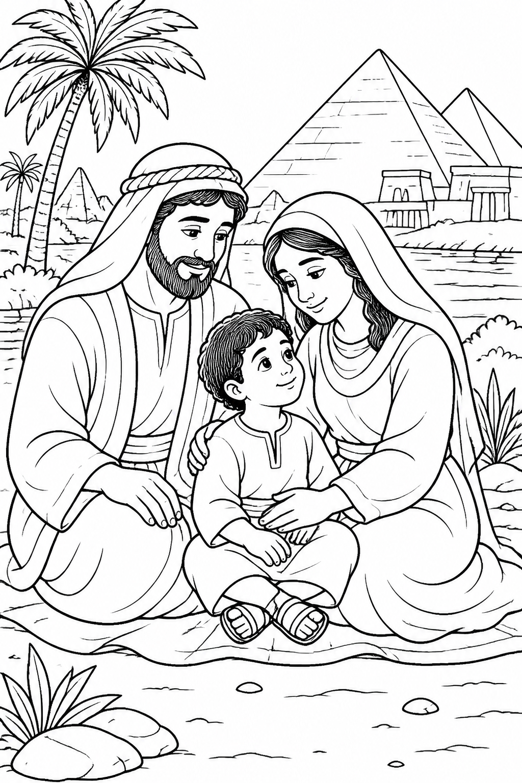 Safe in Egypt from Jesus Escapes to Egypt Bible coloring page