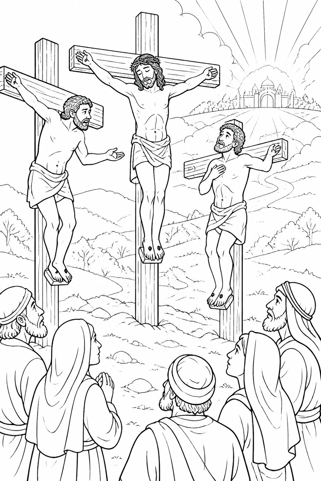 A Promise of Paradise from The Crucifixion of Jesus Bible coloring page