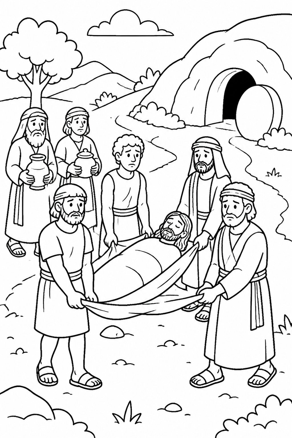 Samson’s Family Buries Him from Samson and Delilah Bible coloring page