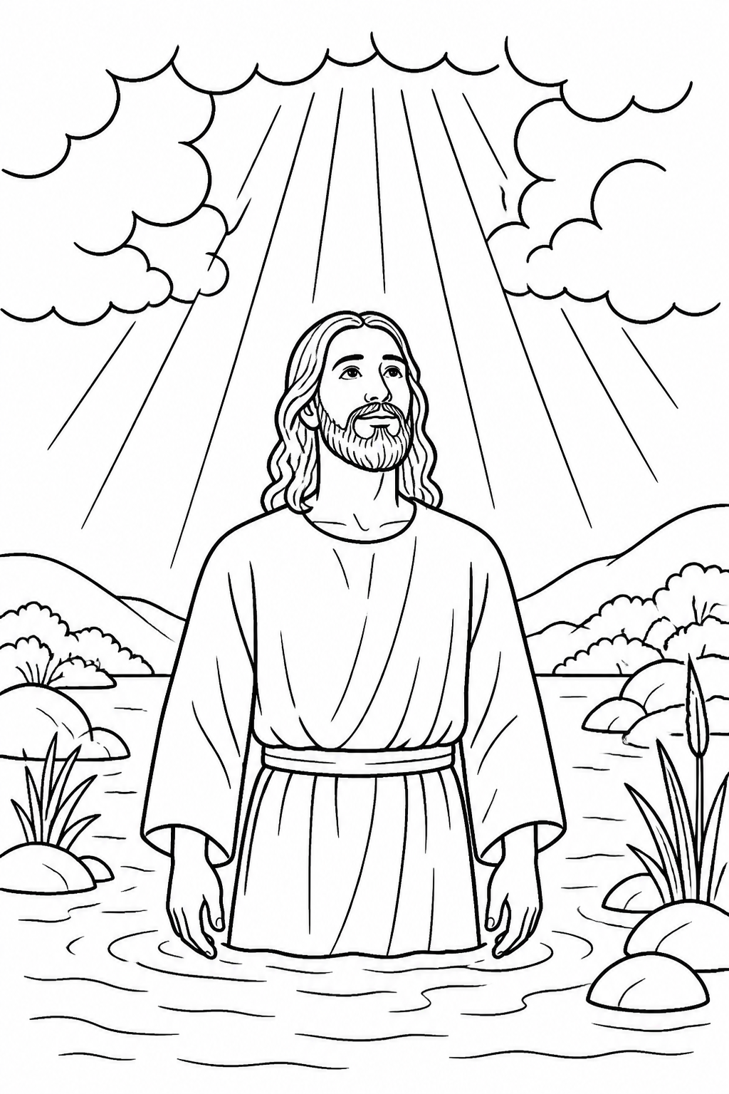 A Voice from Heaven from Jesus Is Baptized Bible coloring page