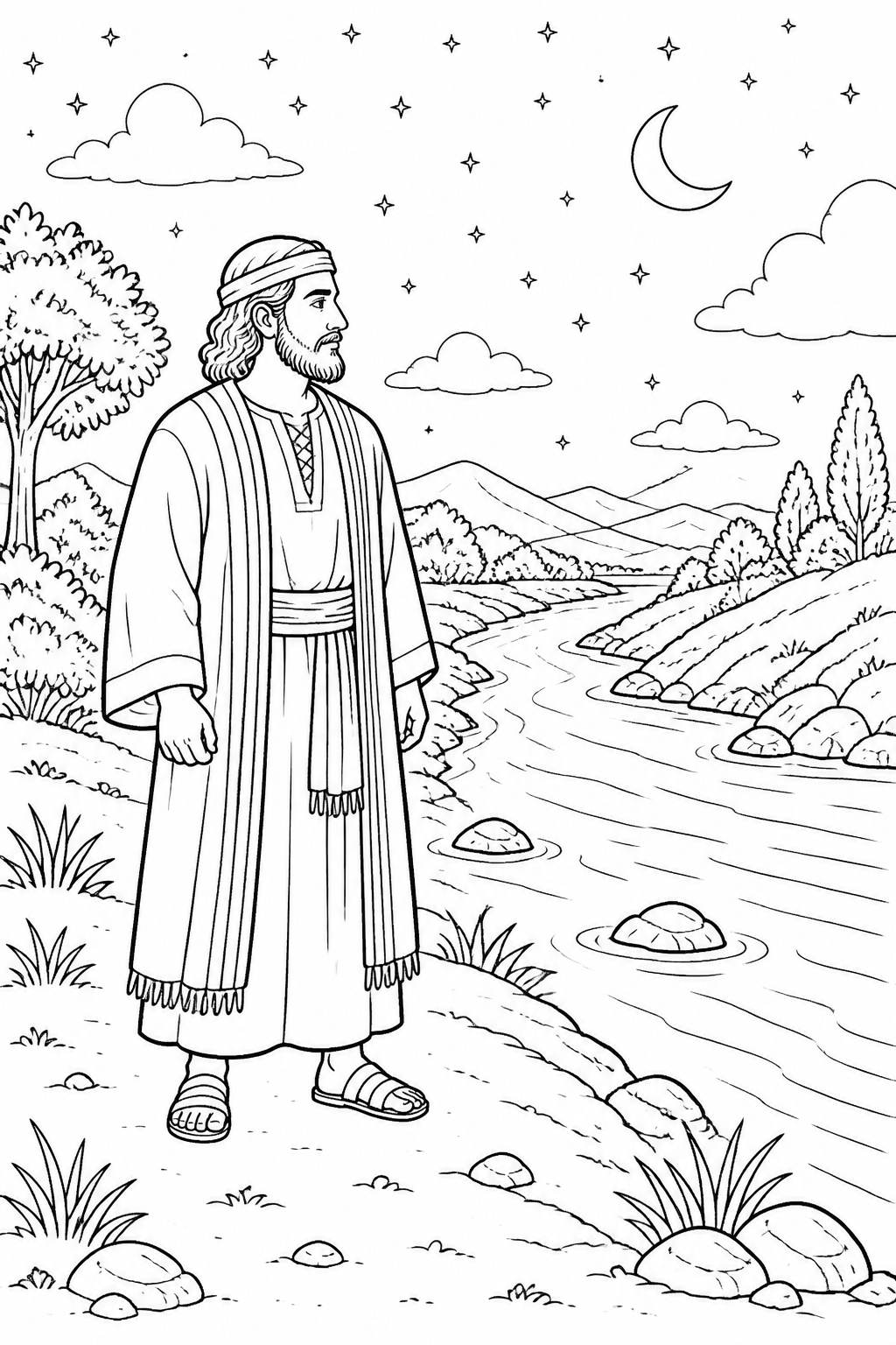 Jacob Alone from Jacob Wrestles at Peniel Bible coloring page