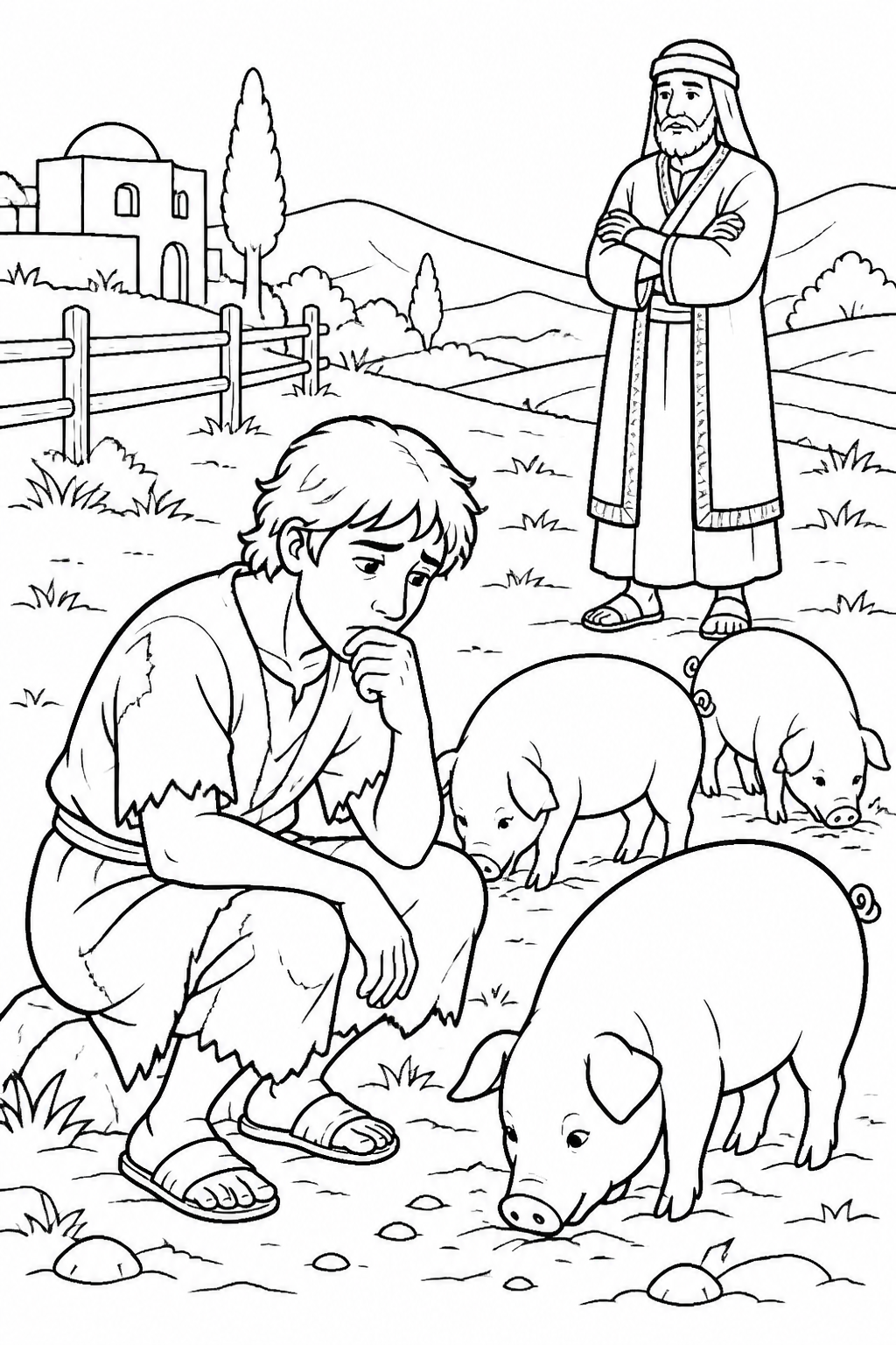 In Need Far from Home from The Parable of the Prodigal Son Bible coloring page