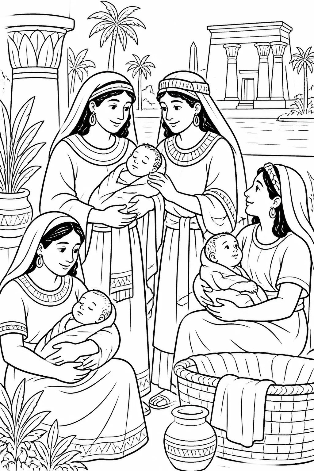 The Midwives Choose Courage from The Baby Moses Bible coloring page
