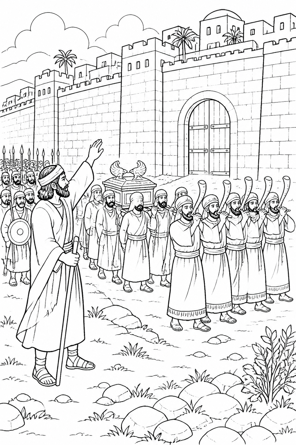 The Command to March Around the Closed City from The Walls of Jericho Fall Bible coloring page