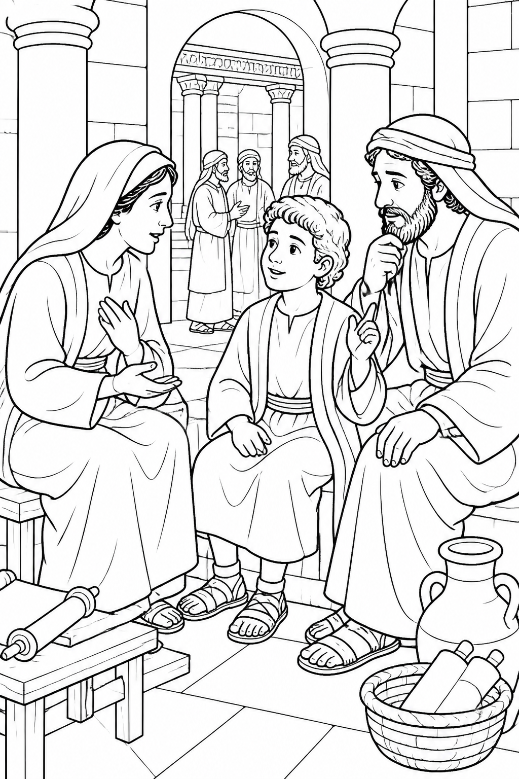 Jesus Explains His Focus from Jesus in the Temple as a Boy Bible coloring page