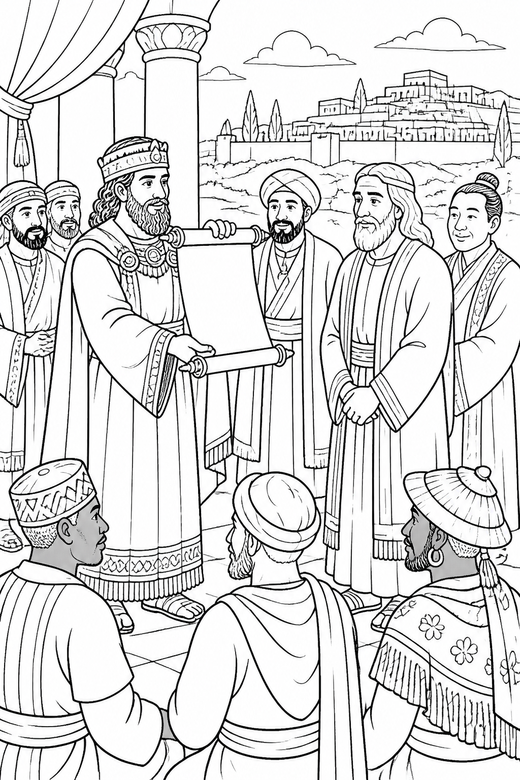 A Decree Honors the Living God from Daniel in the Lions’ Den Bible coloring page