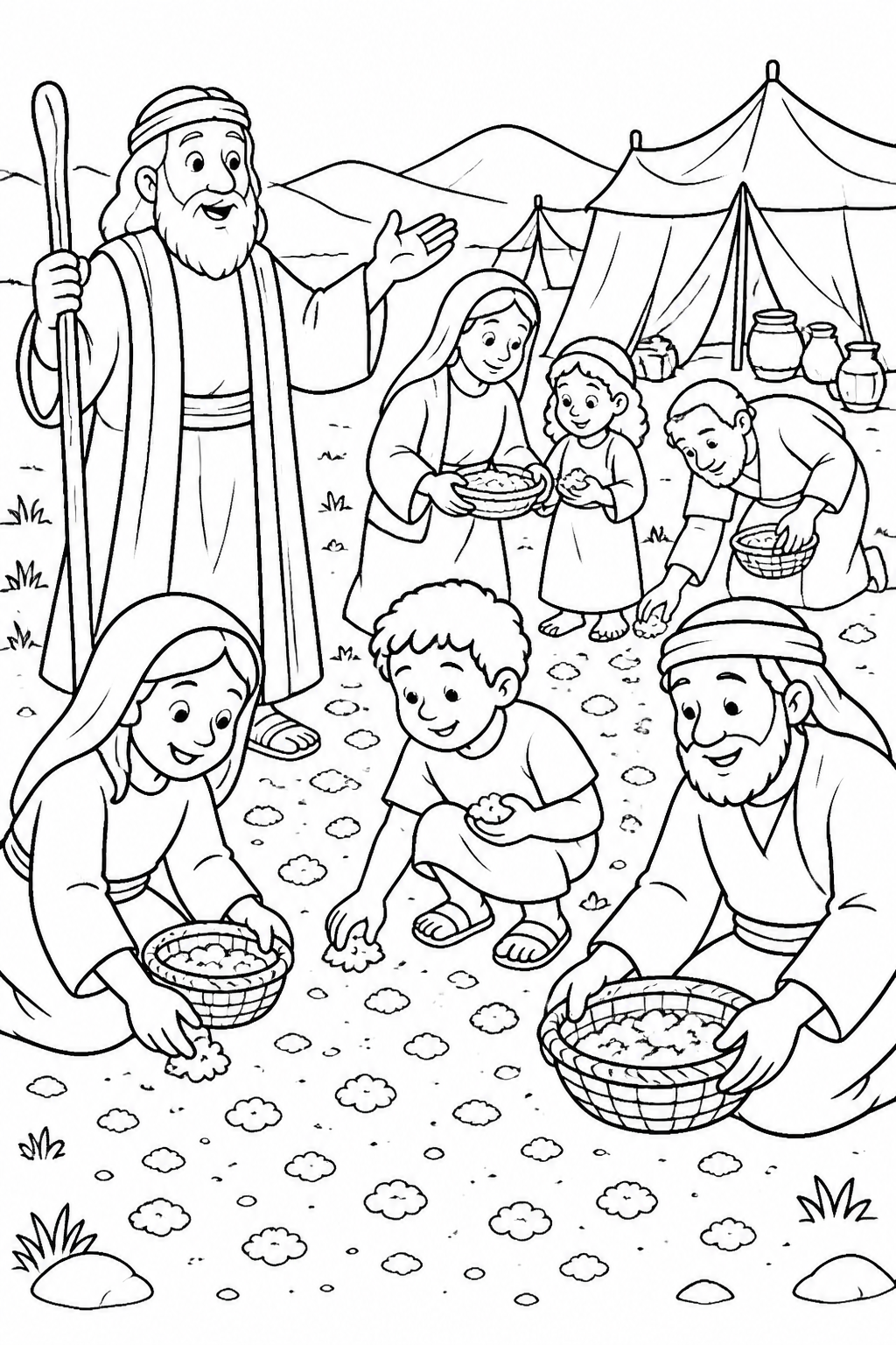 Manna on the Ground from Manna in the Wilderness Bible coloring page