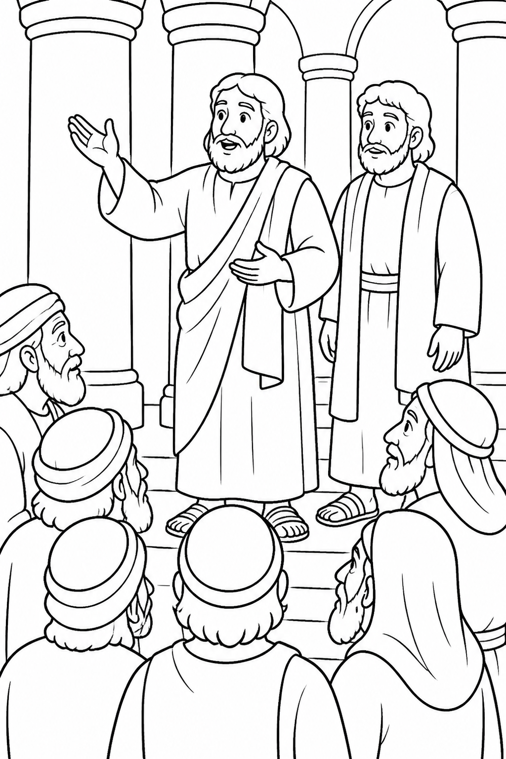 Not Our Own Power from Peter Heals a Man at the Temple Bible coloring page