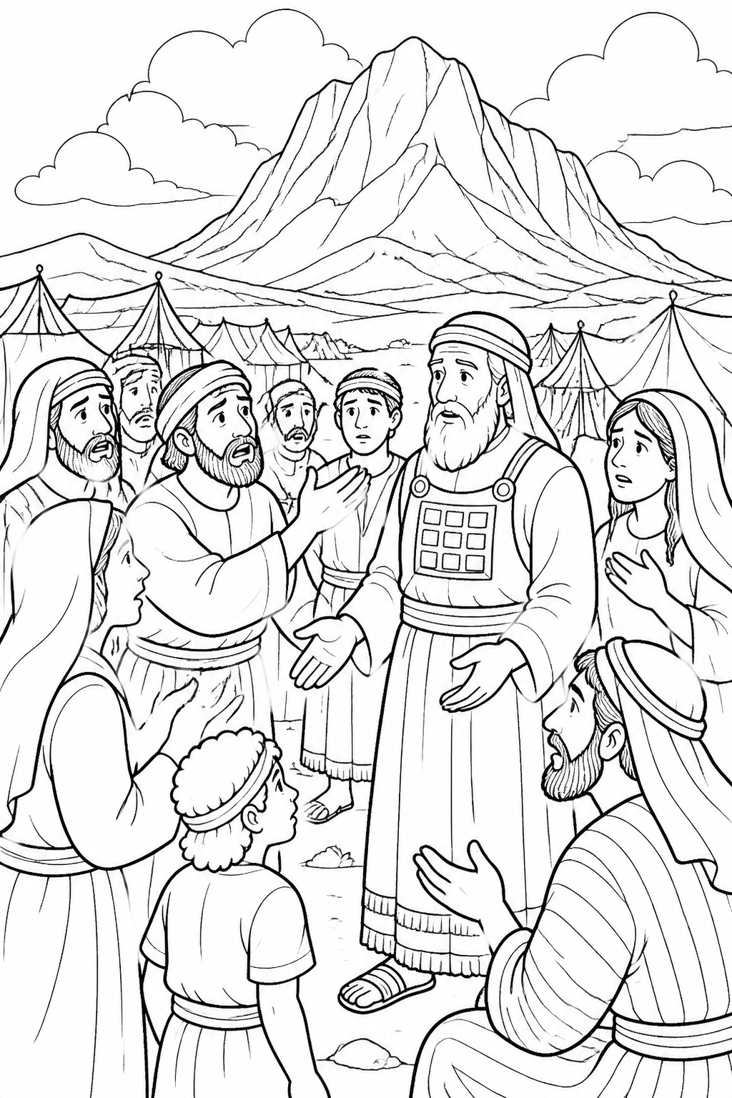 Waiting for Moses from The Golden Calf Bible coloring page