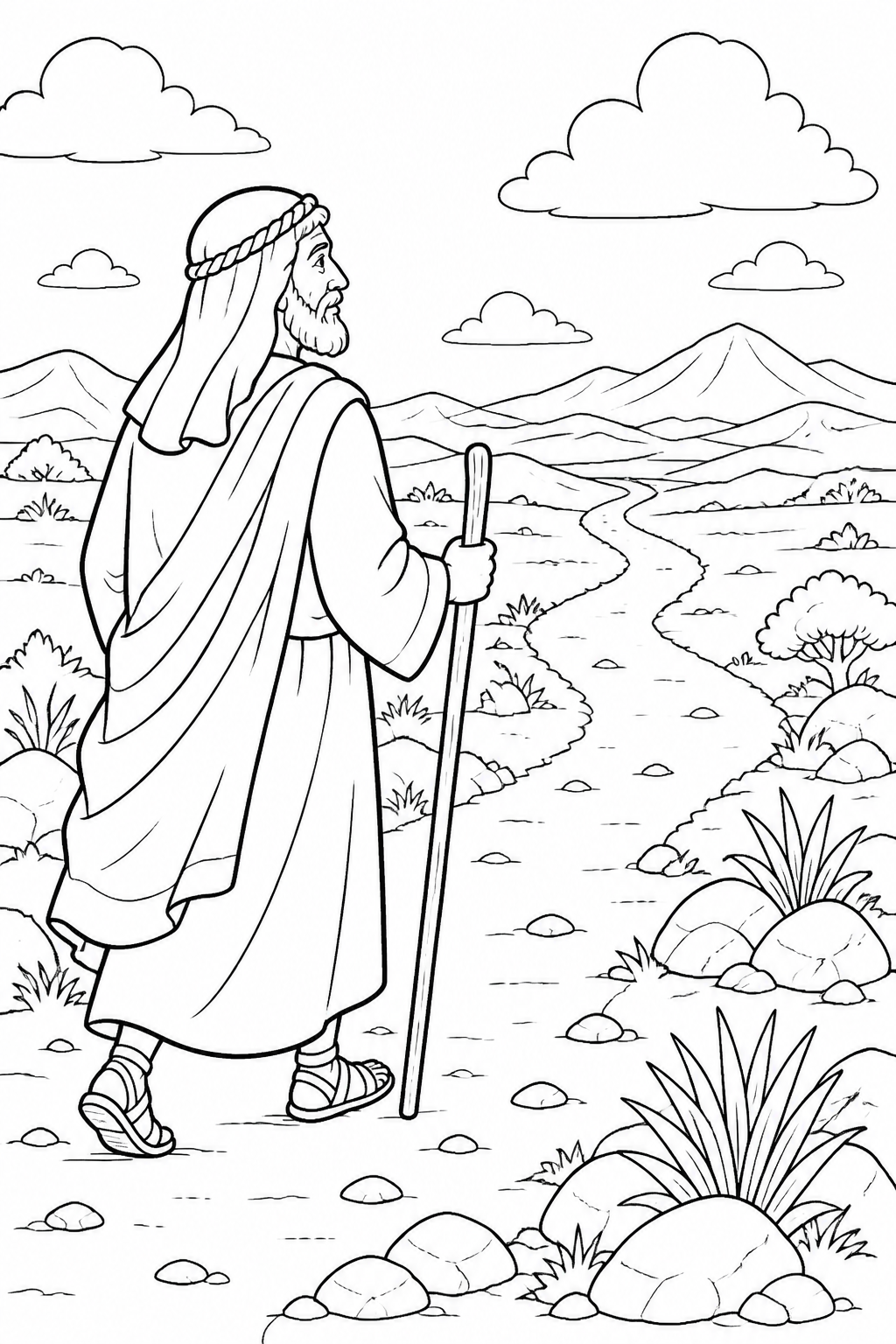 Abram Continues Toward the Negev from God Calls Abram Bible coloring page