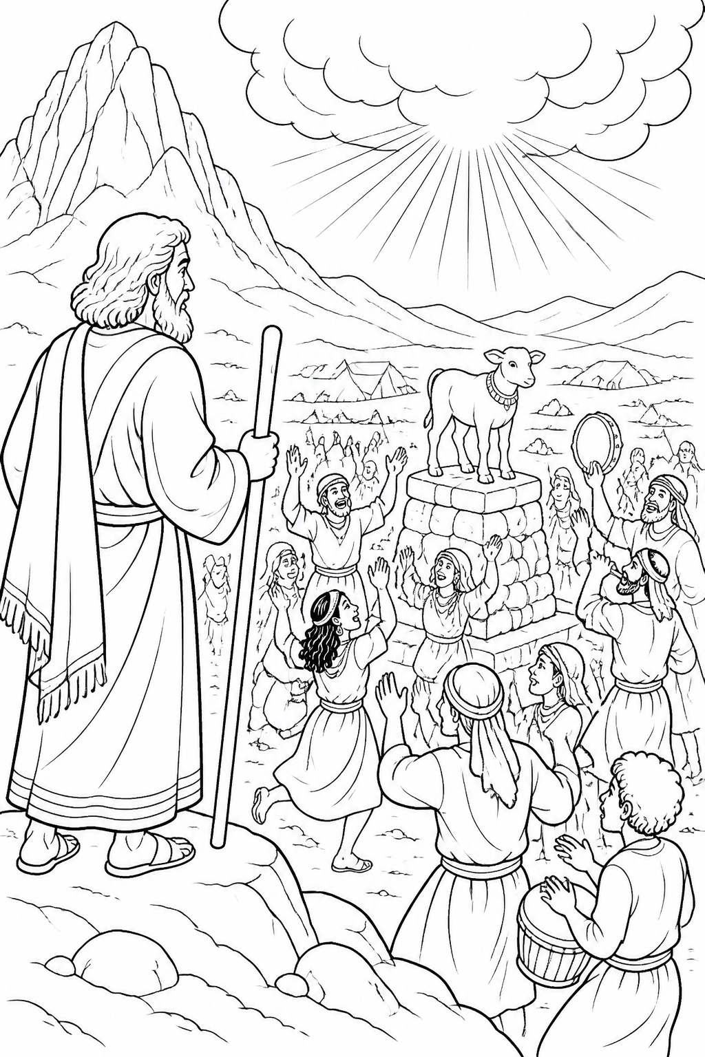The LORD Warns Moses from The Golden Calf Bible coloring page