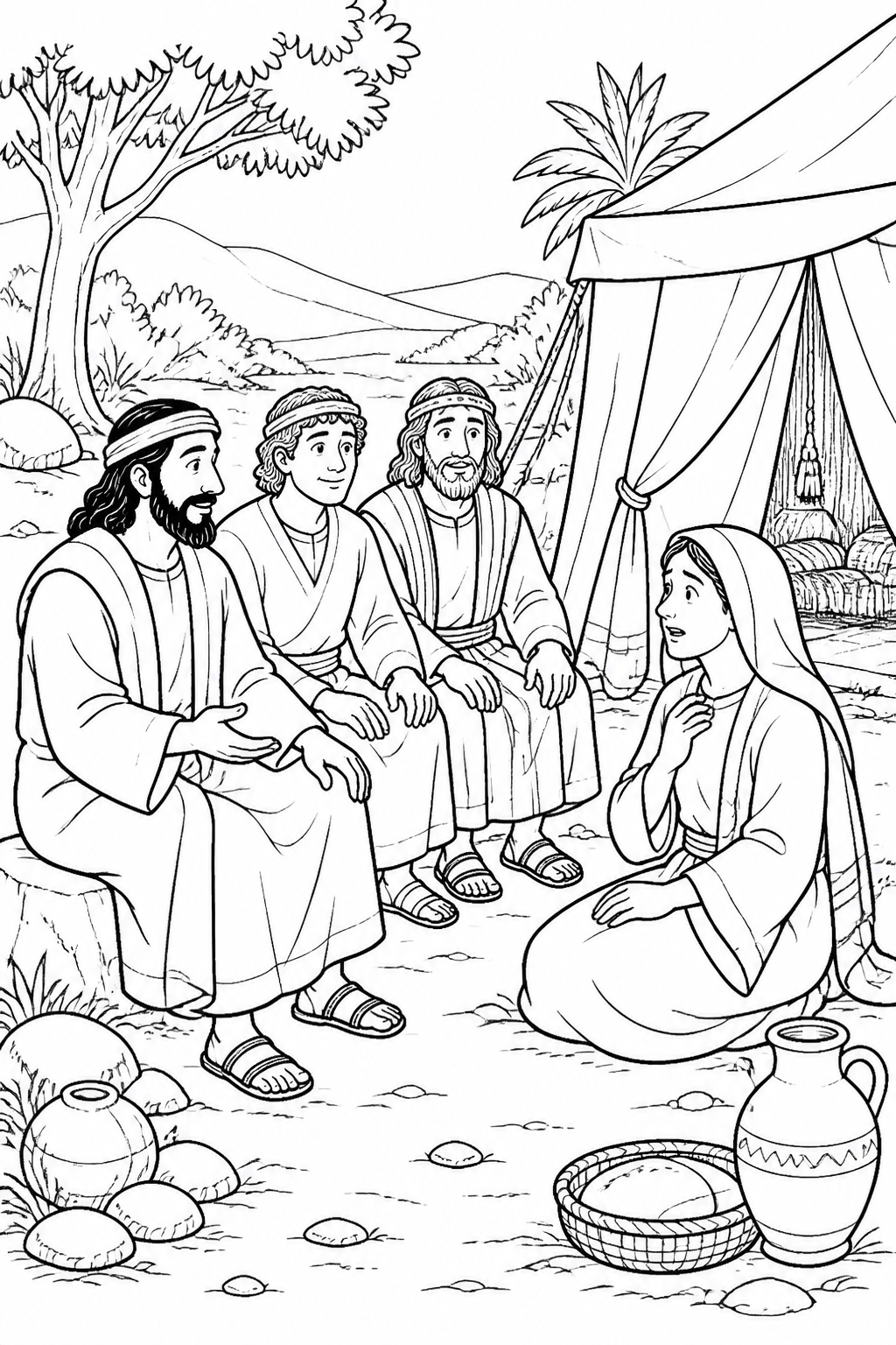 Nothing Is Too Difficult for the LORD from Abraham Welcomes Three Visitors Bible coloring page