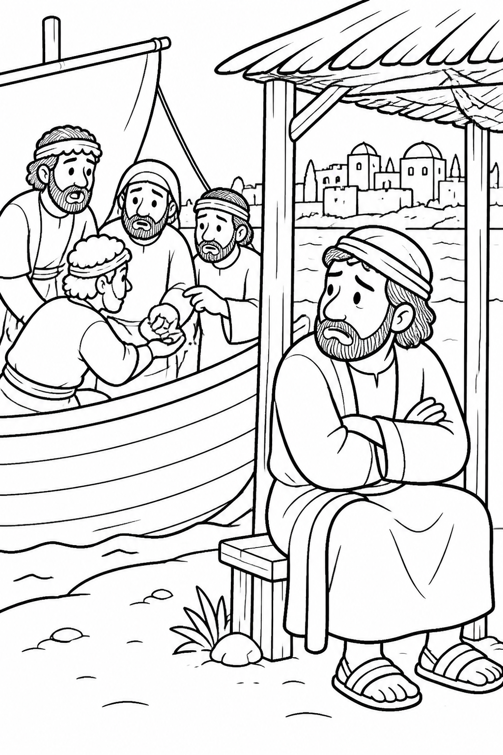 Jonah Waits Outside Nineveh from Jonah and the Great Fish Bible coloring page
