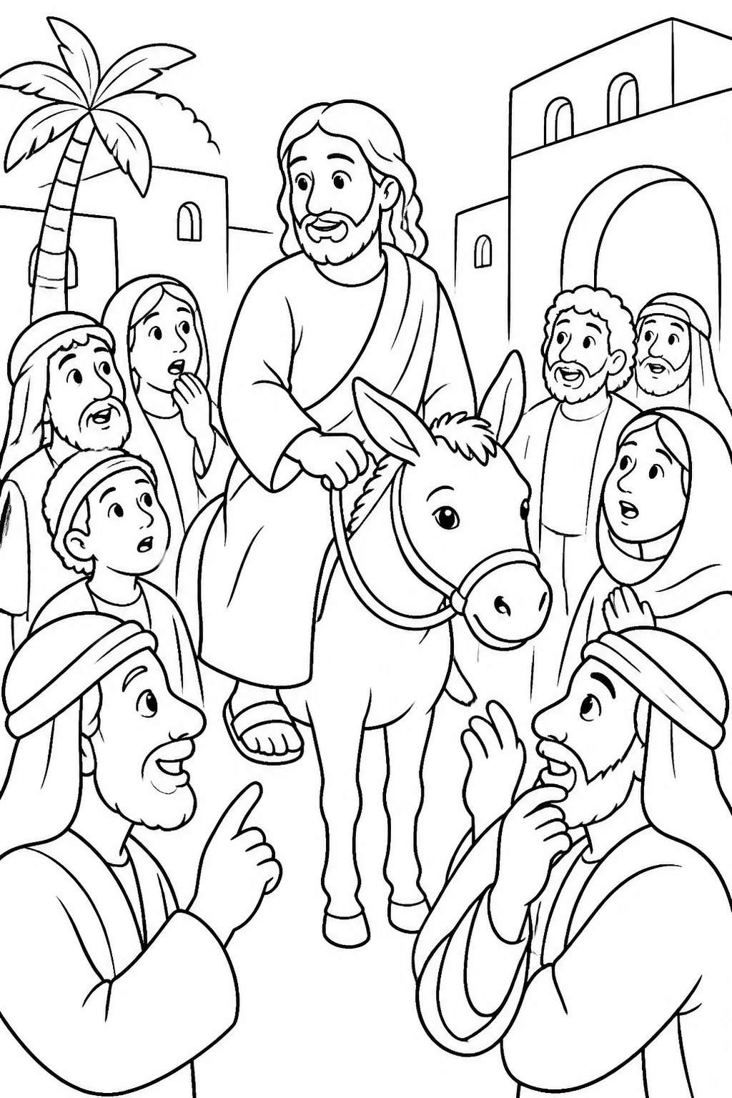 Jesus entering Jerusalem as people ask who he is, while other crowd members identify him as the prophet from Nazareth in Galilee.