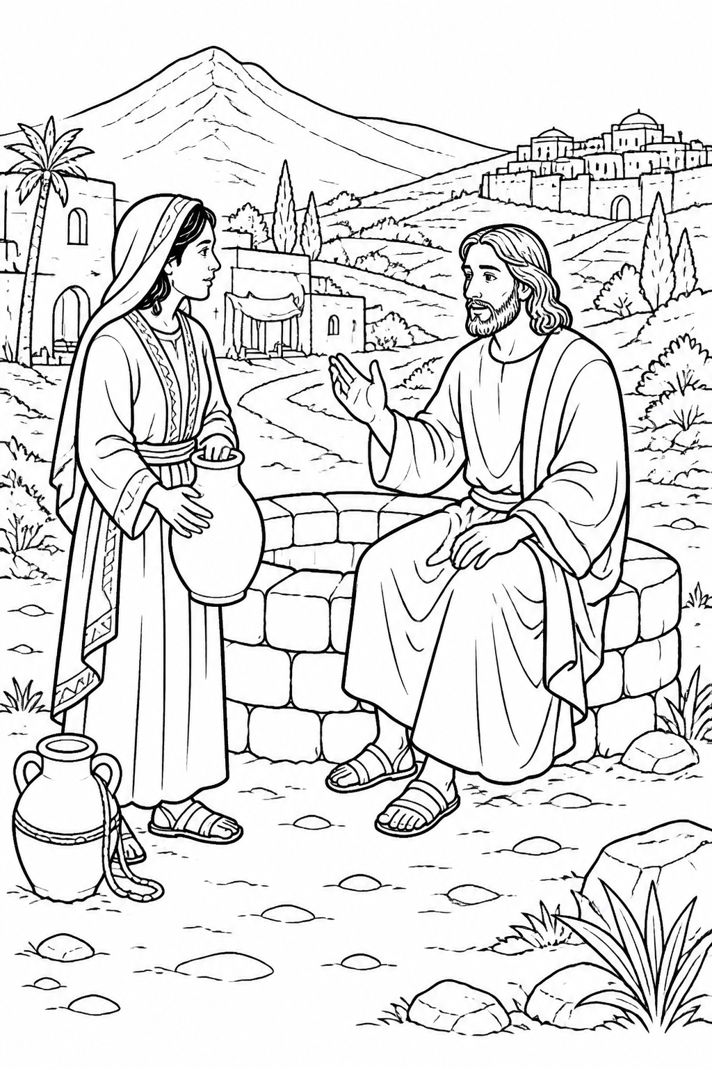 Jesus Reveals Who He Is from Jesus and the Samaritan Woman Bible coloring page