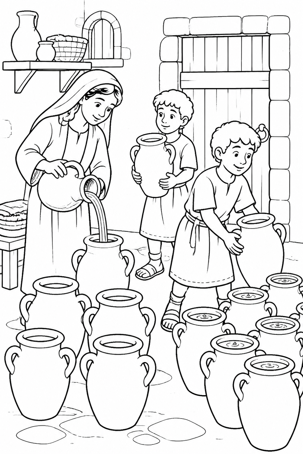 Oil Fills the Containers from The Widow’s Oil Bible coloring page