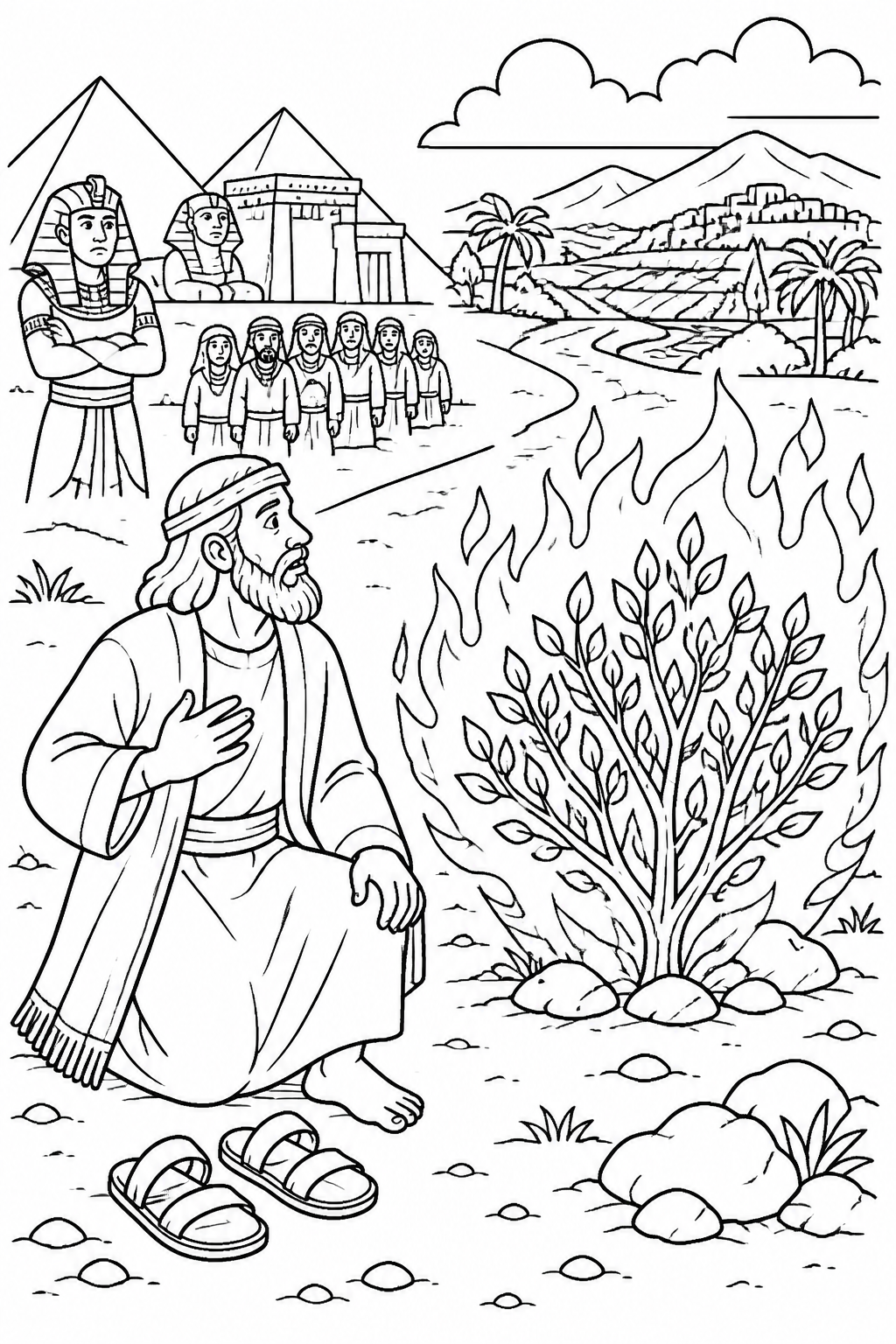God Hears His People from Moses and the Burning Bush Bible coloring page