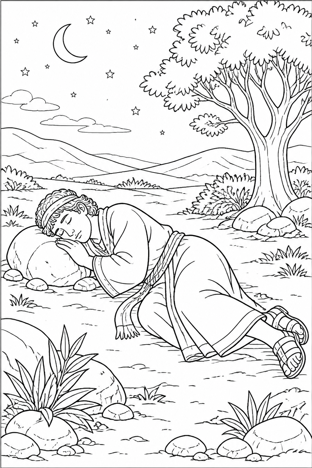Jacob Rests for the Night from Jacob’s Dream Bible coloring page