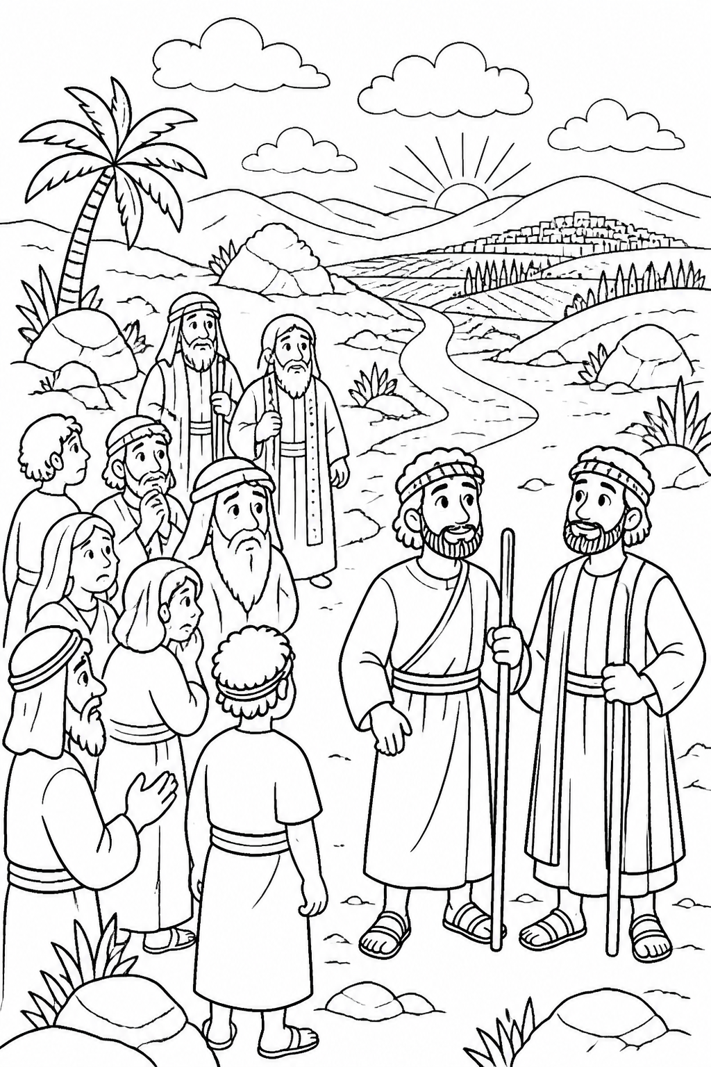 Joshua and Caleb Will Enter from Joshua and Caleb Trust God Bible coloring page