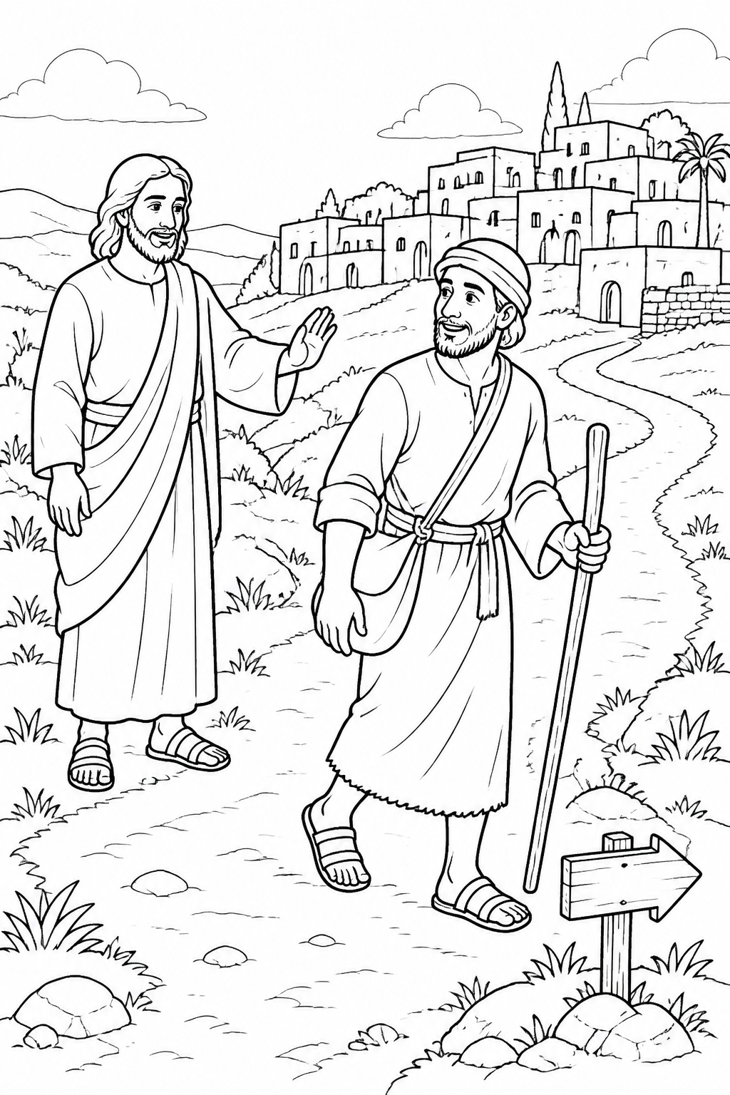 Go Home as Jesus Instructs from Jesus Heals a Blind Man at Bethsaida Bible coloring page