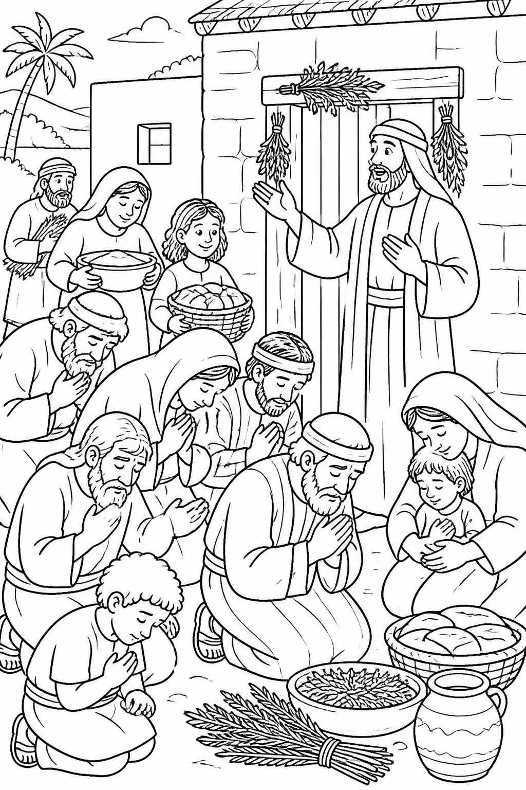 The People Bow and Worship from The First Passover Bible coloring page