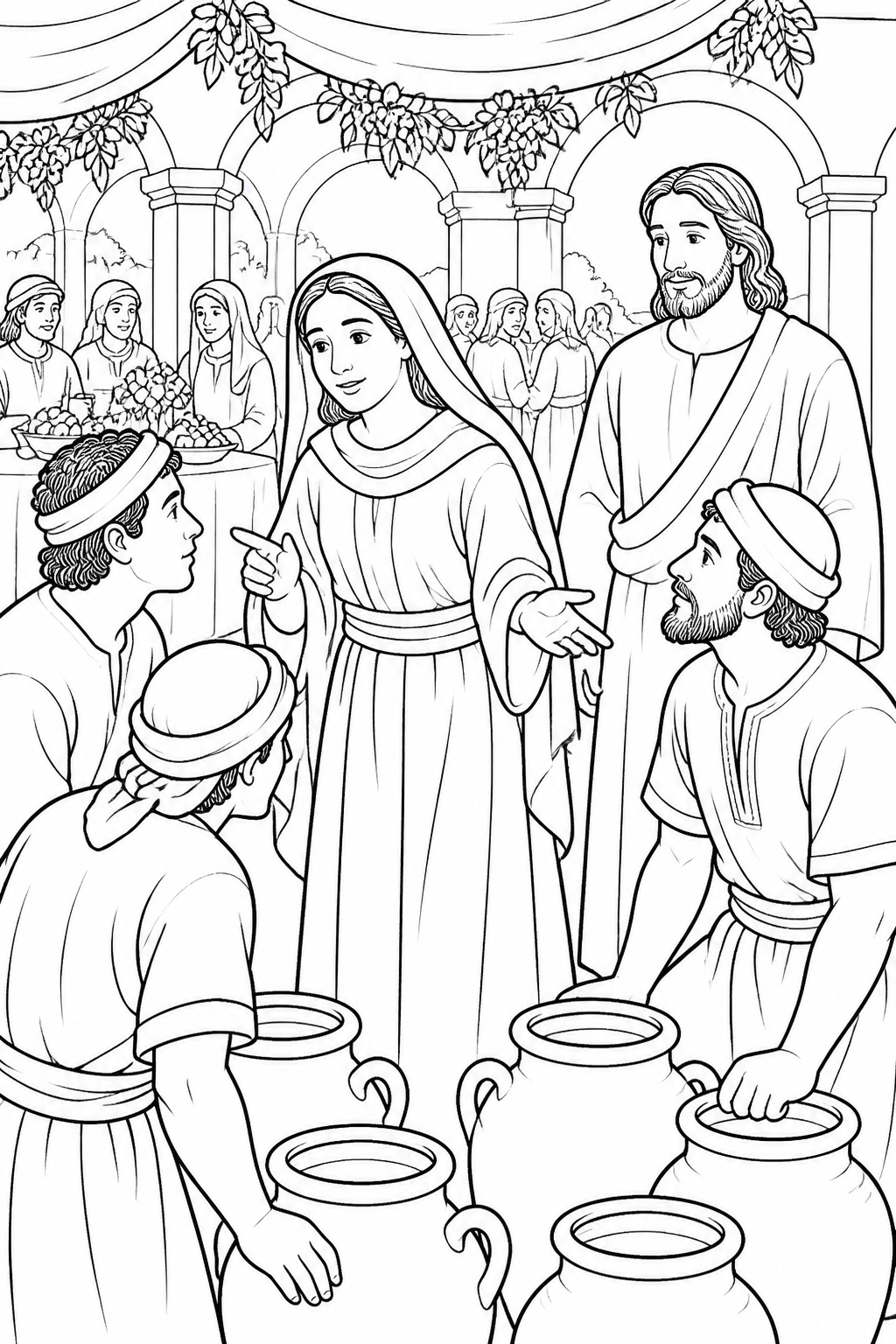 Do Whatever He Says from Jesus Turns Water into Wine Bible coloring page