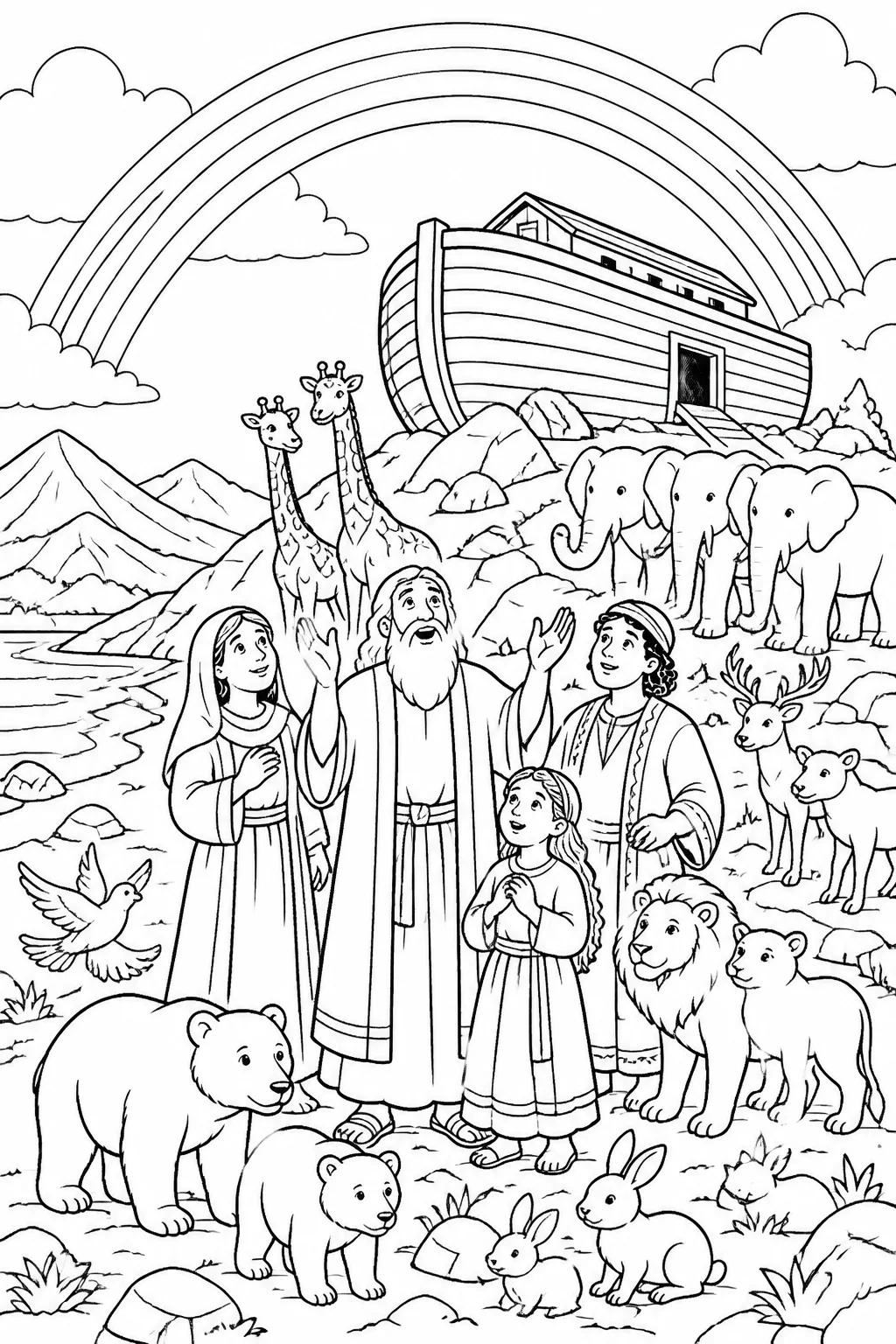 The Ark afloat from Noah’s Ark Bible coloring page