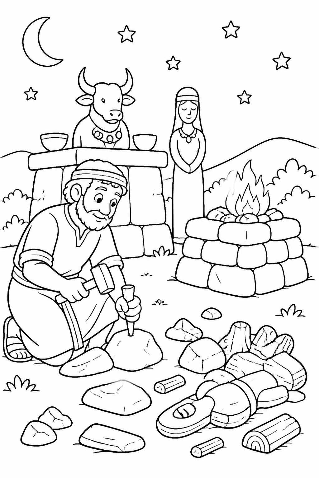 Gideon Obeys at Night from Gideon’s Three Hundred Bible coloring page