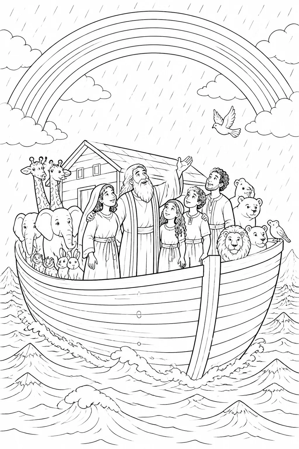 Rainbow as God’s Promise from Noah’s Ark Bible coloring page