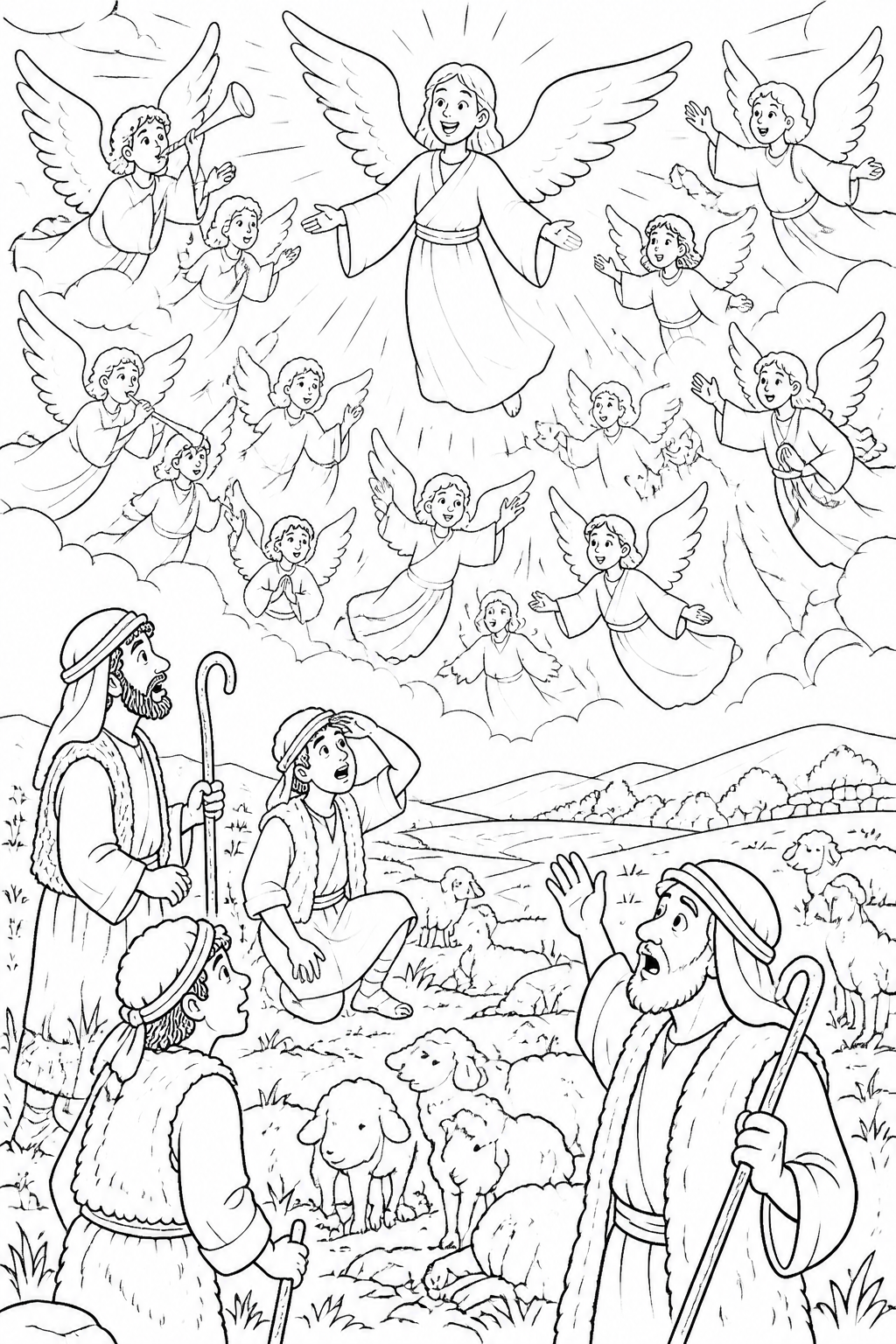 Glory and Peace from The Birth of Jesus Bible coloring page
