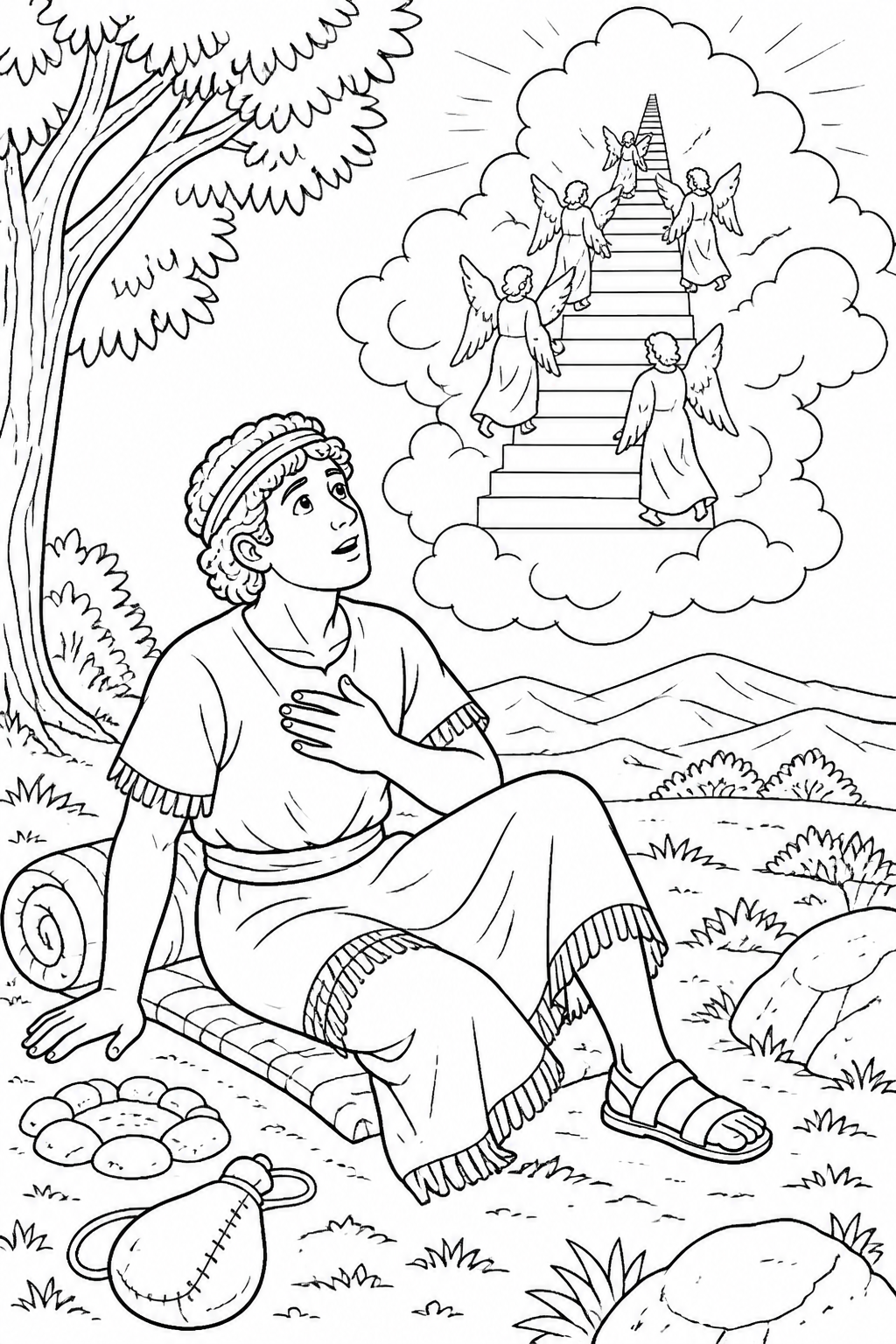 Jacob Wakes and Is Amazed from Jacob’s Dream Bible coloring page