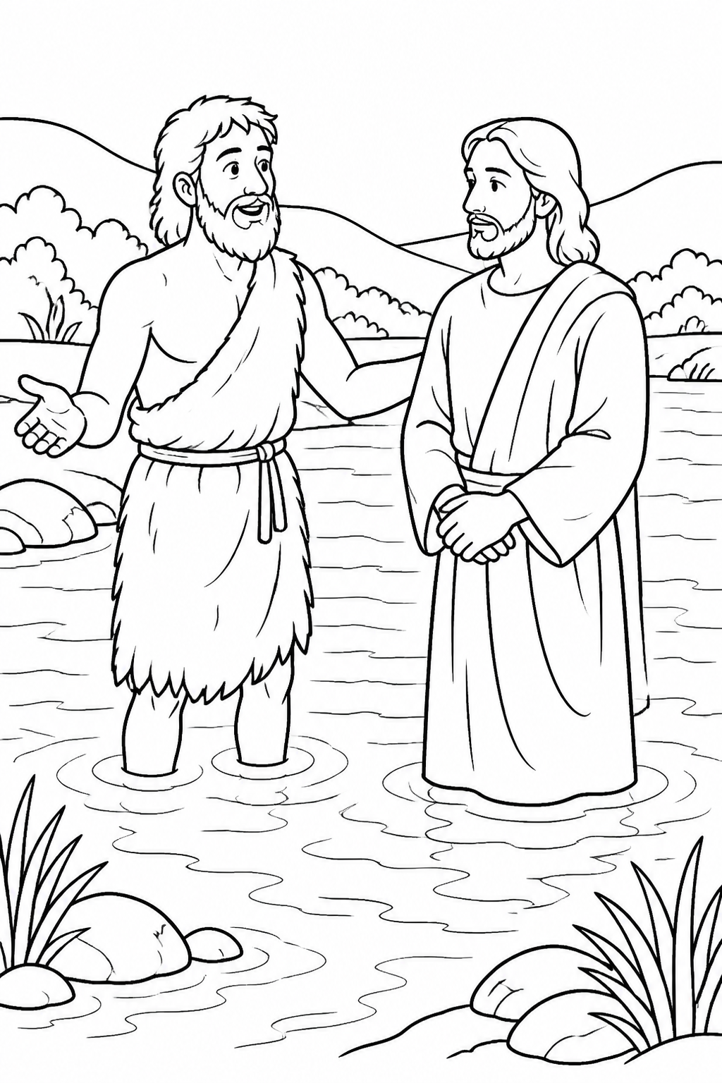 John Permits the Baptism from Jesus Is Baptized Bible coloring page