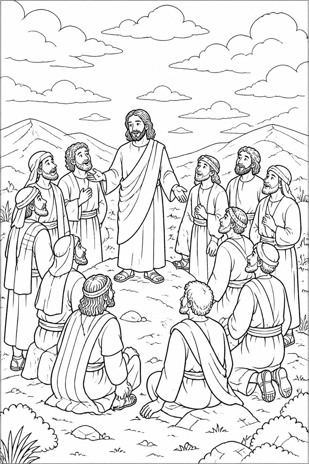 Jesus Promises to Be With Them from The Great Commission Bible coloring page