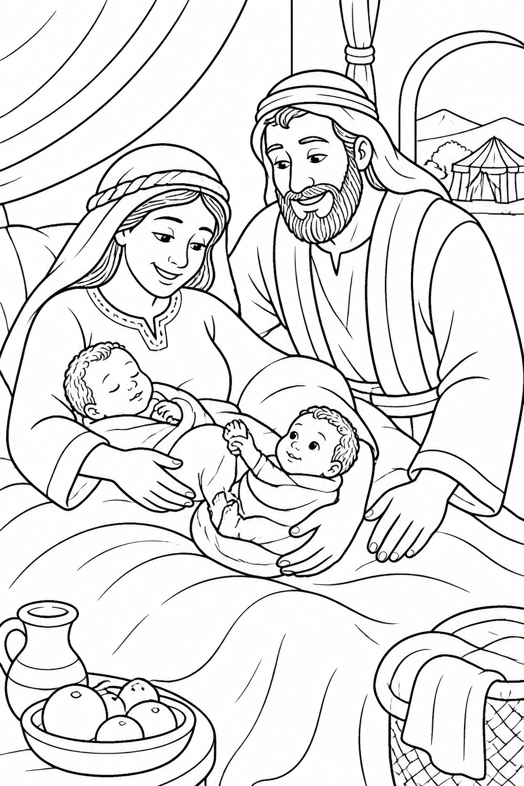Esau and Jacob Are Born from Jacob and Esau Bible coloring page
