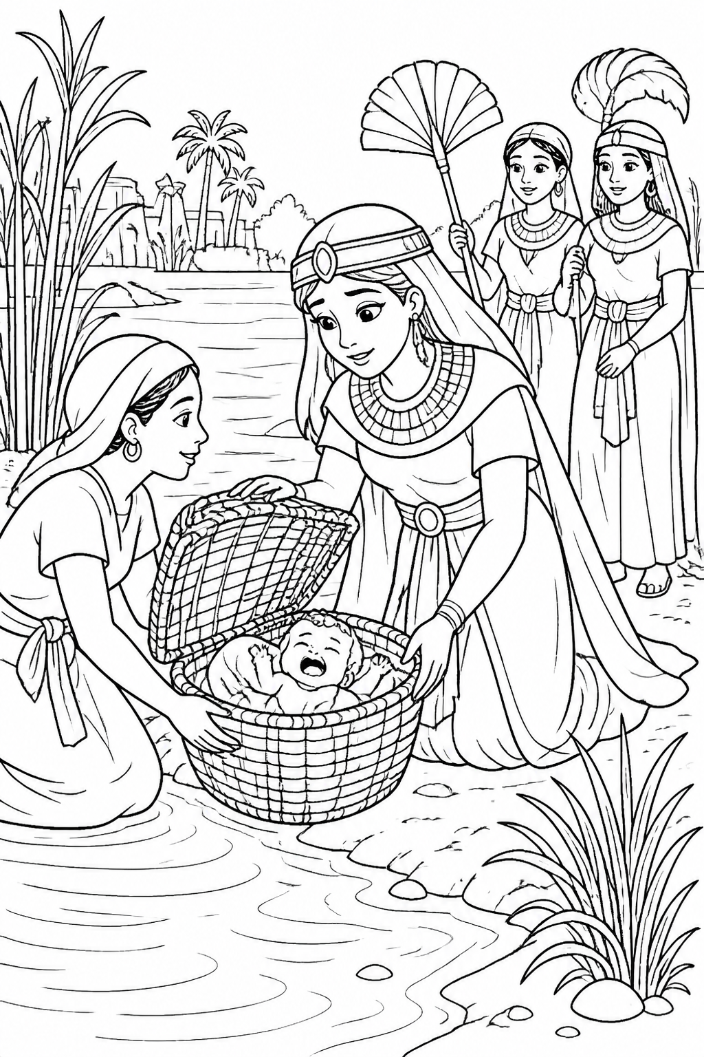 A Compassionate Discovery from The Baby Moses Bible coloring page