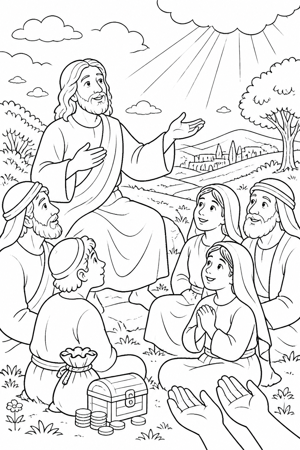 Rich Toward God from The Parable of the Rich Fool Bible coloring page