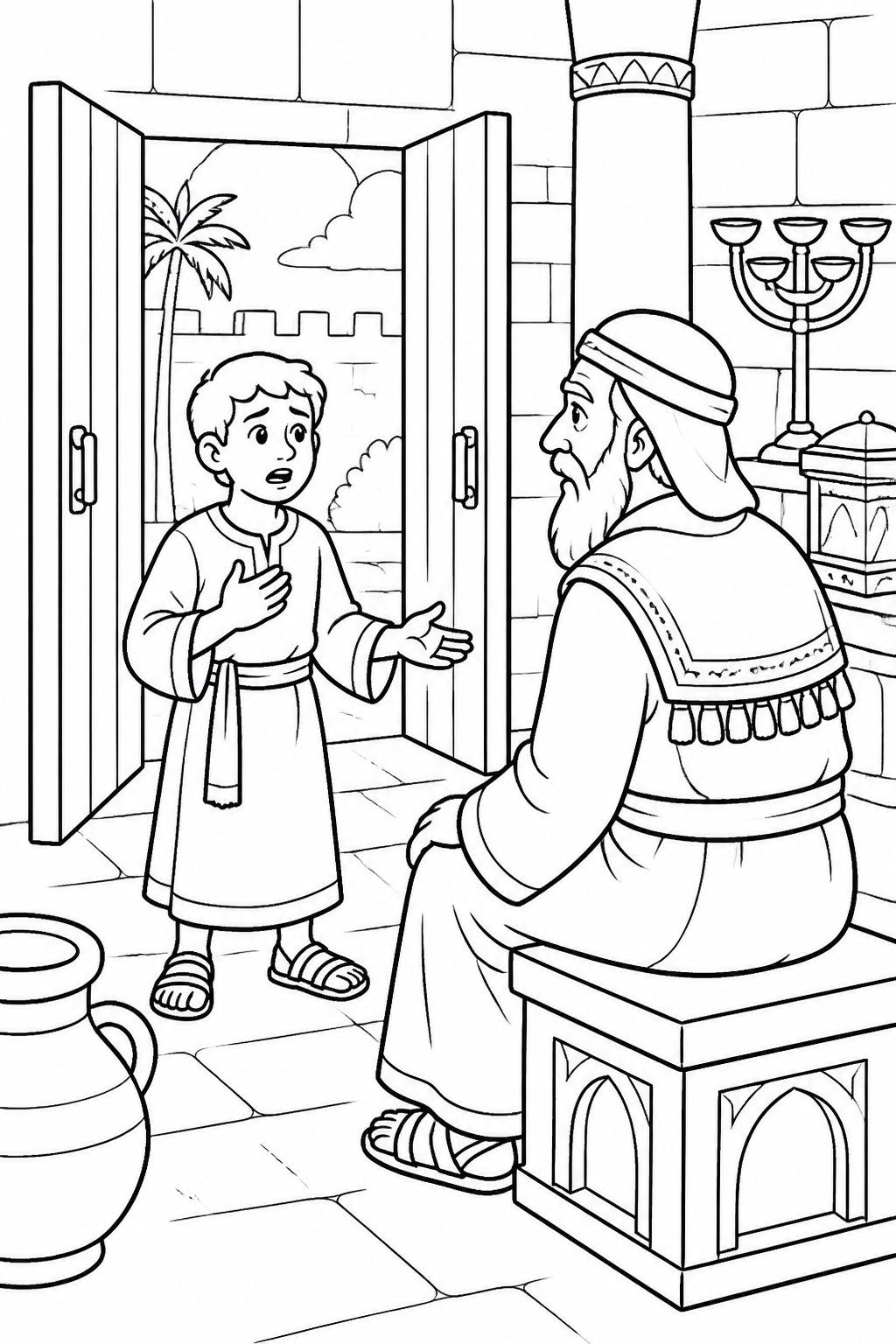 Samuel Tells Eli the Truth from Samuel Hears God’s Call Bible coloring page