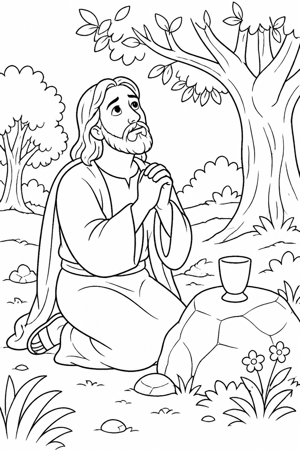 Jesus Prays in the Garden from Jesus Prays in Gethsemane Bible coloring page