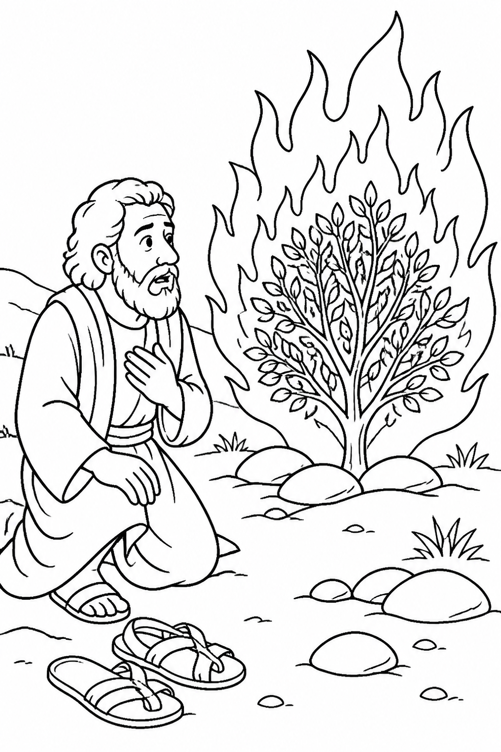 God Reveals His Name from Moses and the Burning Bush Bible coloring page